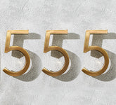 Modern house numbers - Brushed Brass material Letters
